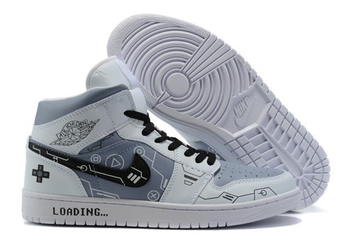 Air Jordan 1 Mid PS5 White Grey Black 554724-130